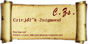 Czirják Zsigmond névjegykártya